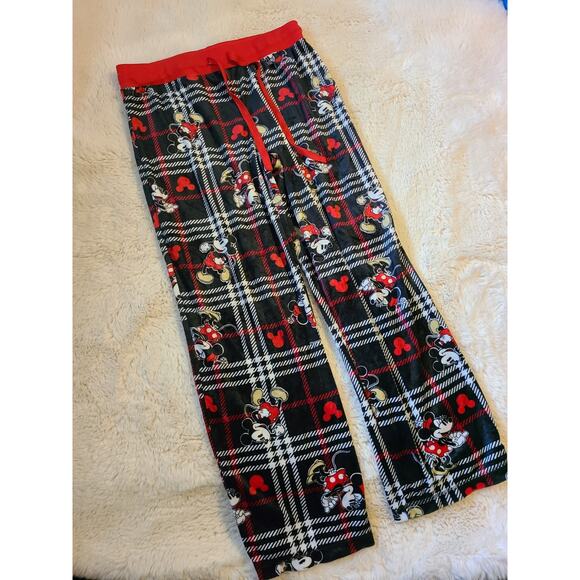 Disney's MICKEY Mouse Black/red Plaid Soft Pajama Pants Size Large Women's - Picture 3 of 5